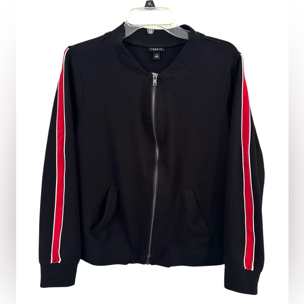 Torrid Ponte Side Stripe Bomber Jacket Size 1 (14/16)